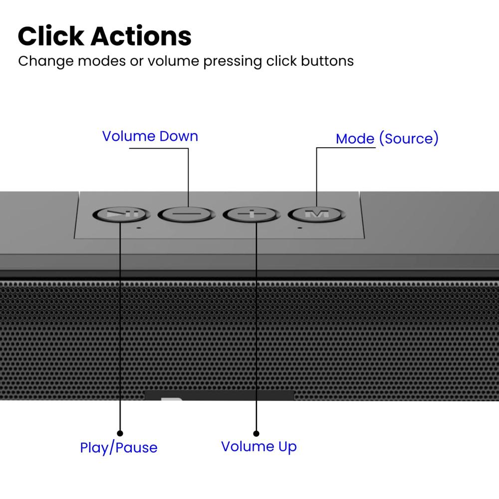 Portronics Pure Sound Pro 6 16W Bluetooth Stereo Soundbar with Multicolour LED