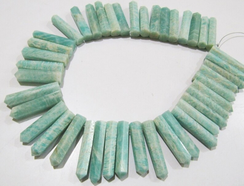 Natural Genuine Amazonite Pointed Pencil Shape Beads Approximately 1 Inch Long