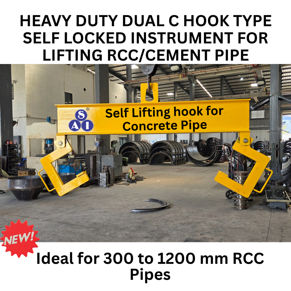 Heavy Duty Dual C Hook Type Self Locked Instrument For Lifting Rcc/cement Pipe - Color: Painted
