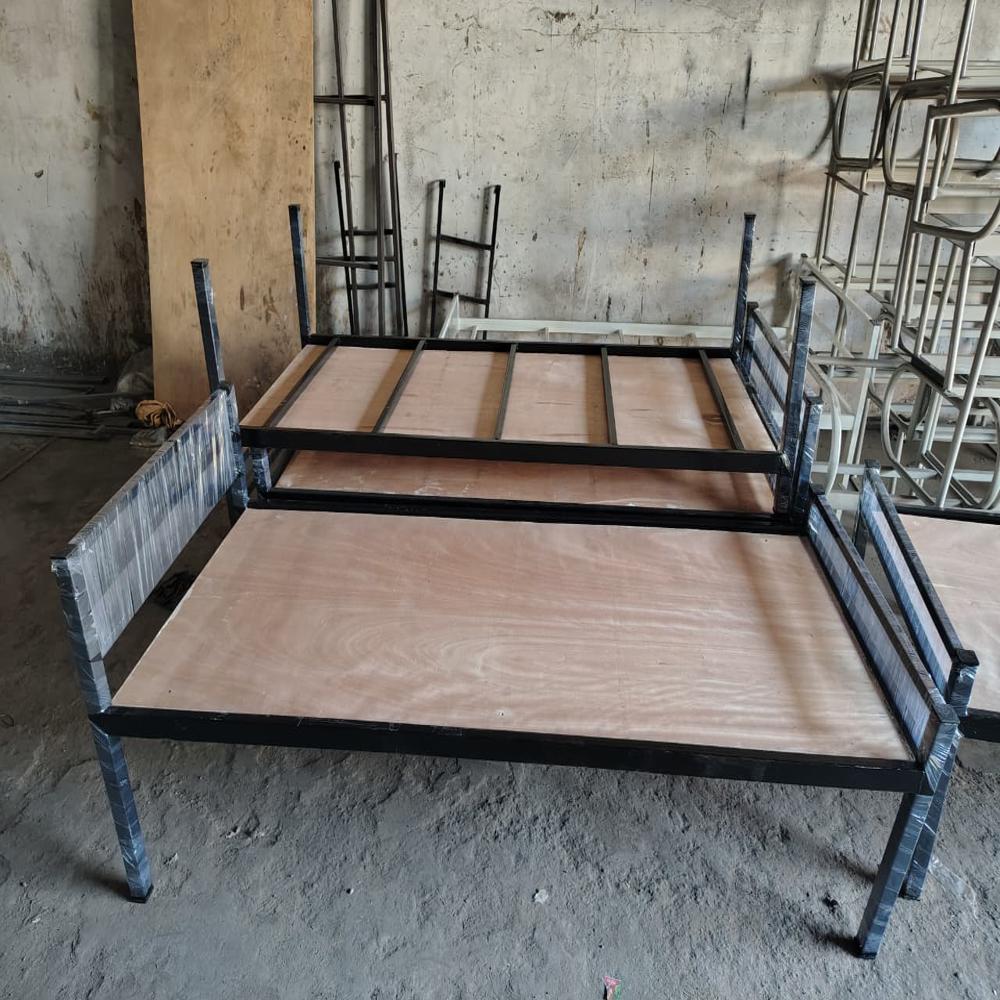 Plywood Metal Single Bed - Length: Approx 6 Feet Foot (Ft)