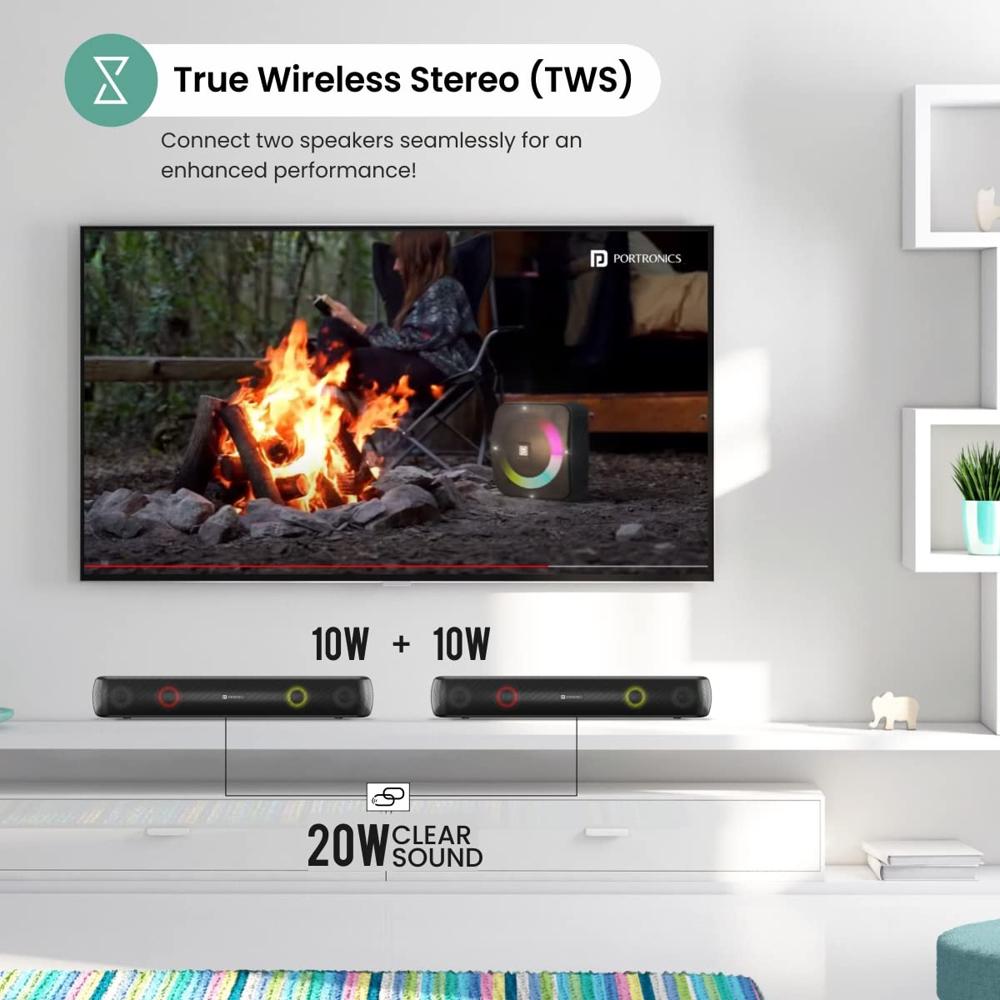 Portronics Decibel 21 10W Soundbar with LED Lights (Black)