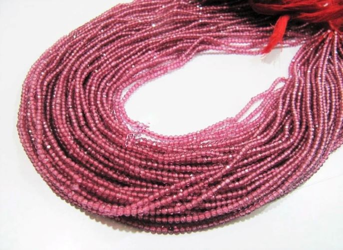 Pink Topaz Rondelle Faceted Beads 2mm Strand 13 inches long
