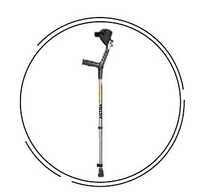 0904aa Astra Max Elbow Crutch - Aluminium, 98x20x12 Cm, Silver With Blue | Adjustable 76-96 Cm, Anti-slip Tip, Open Cuff, Rubber Grip