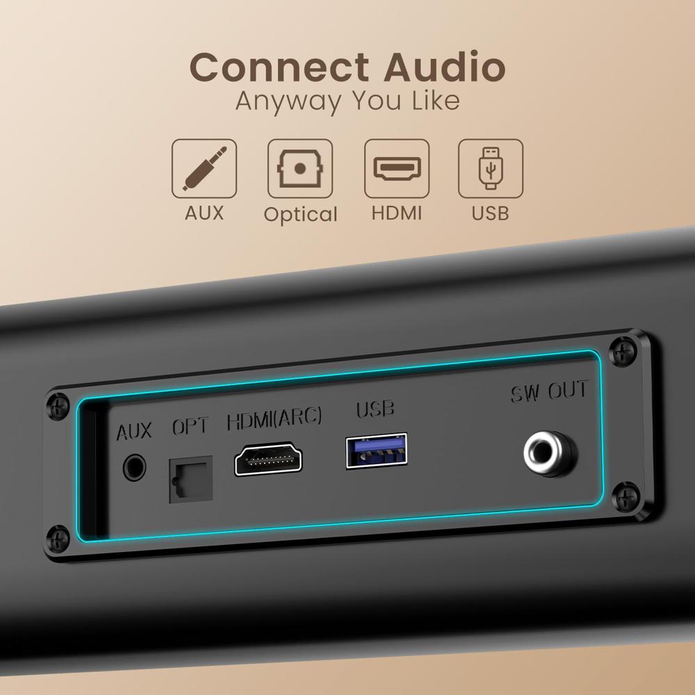 Portronics Pure Sound 108 160W Bluetooth Soundbar with Deep Bass, 6.5 Inch Subwoofer, 2.1 Channel Home Theatre, 3 EQ