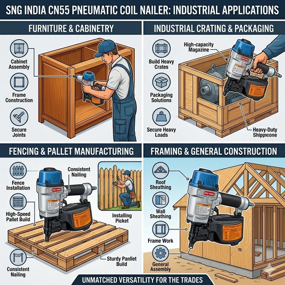 BCN55 (Coil Nailer Gun, Pneumatic Nail Gun, for Roofing and Framing)
