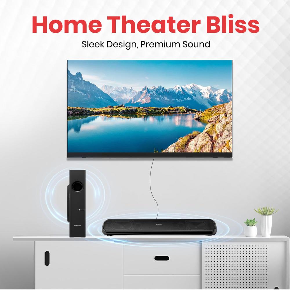 Portronics Pure Sound Pro X 80W Bluetooth Soundbar with Wired Subwoofer for Deep Bass, 2.1 Channel Home Theatre