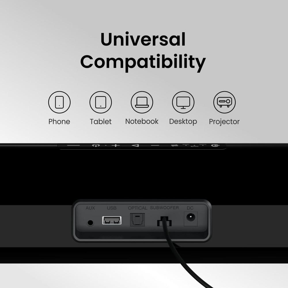 Portronics Pure Sound Pro X1 100W Bluetooth Soundbar with Wired Subwoofer for Deep Bass, 2.1 Channel Home Theatre,