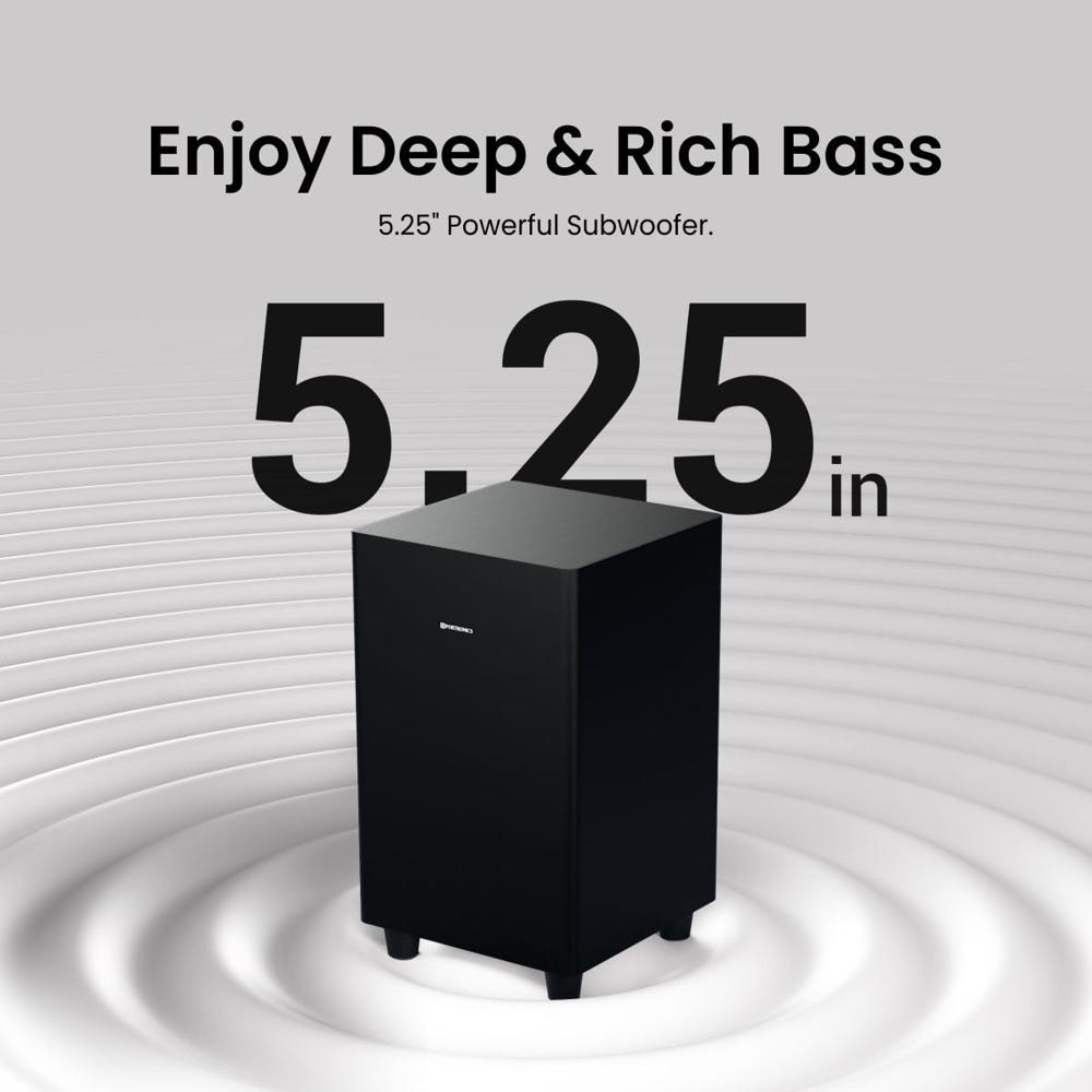 Portronics Pure Sound Pro X1 100W Bluetooth Soundbar with Wired Subwoofer for Deep Bass, 2.1 Channel Home Theatre,