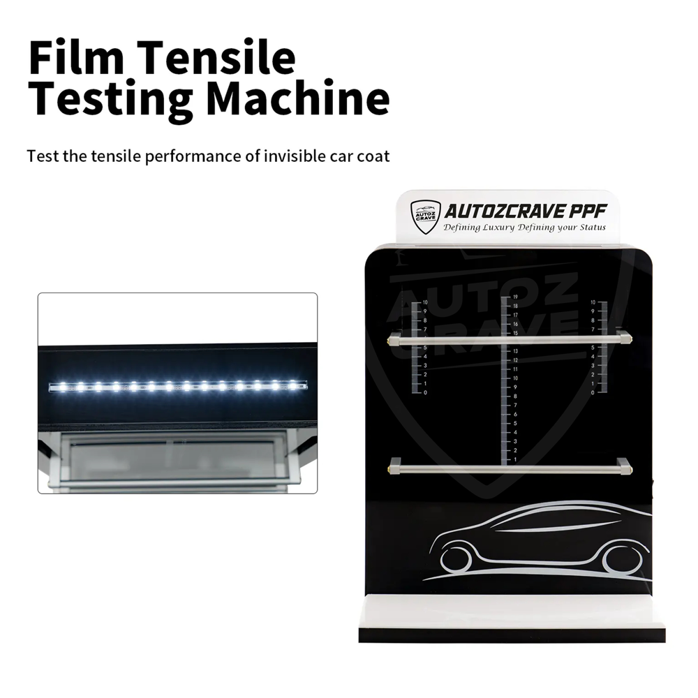 AUTOZCRAVE Film Tensile Tester Display Showcase - PPF Strength & Elasticity Demonstration Machine