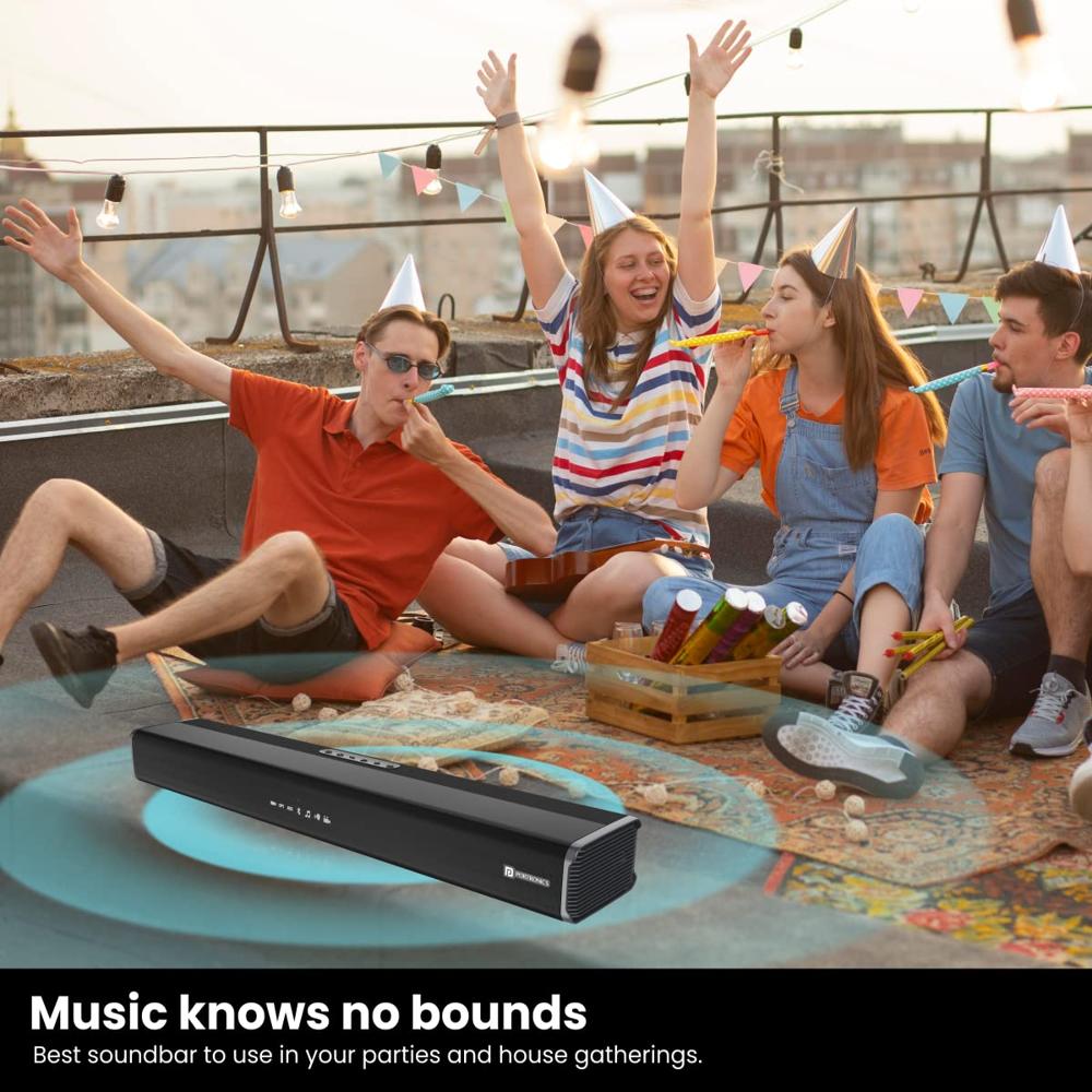  Portronics Sound Slick 5 80W Bluetooth Wireless Soundbar with LED Display, 3.5mm Aux-in, Supports USB, Optical Input Port