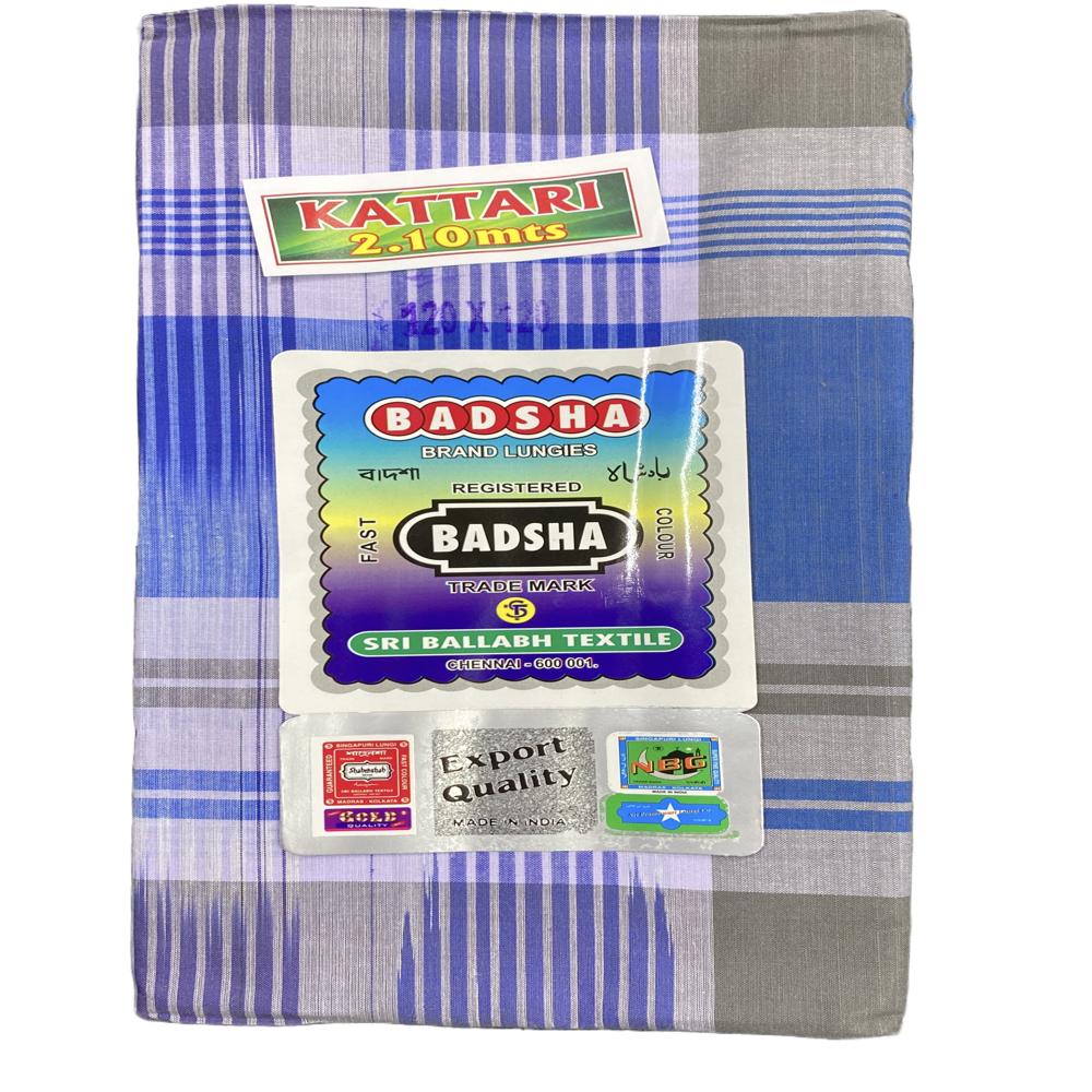 Badsha 120*120  Sada Kattari Check Cotton Lungi