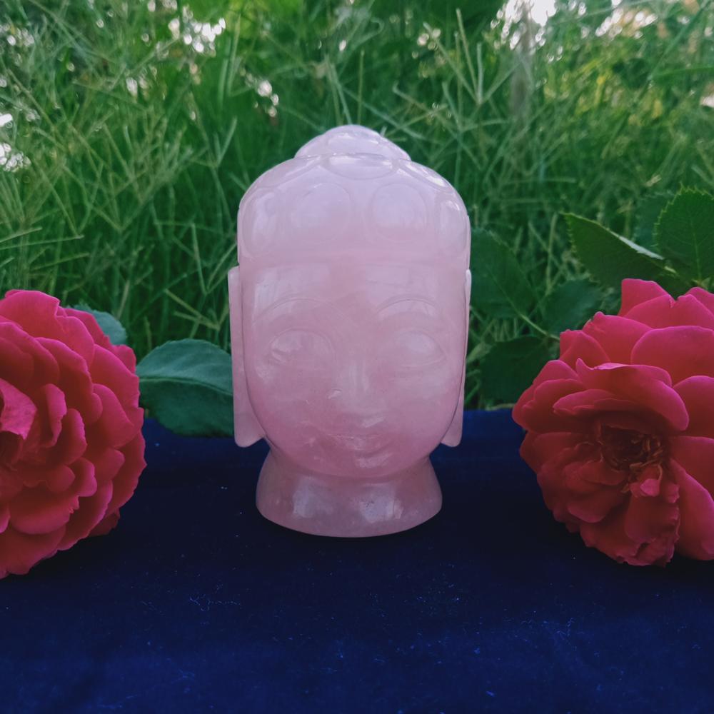 Rose quartz buddha head