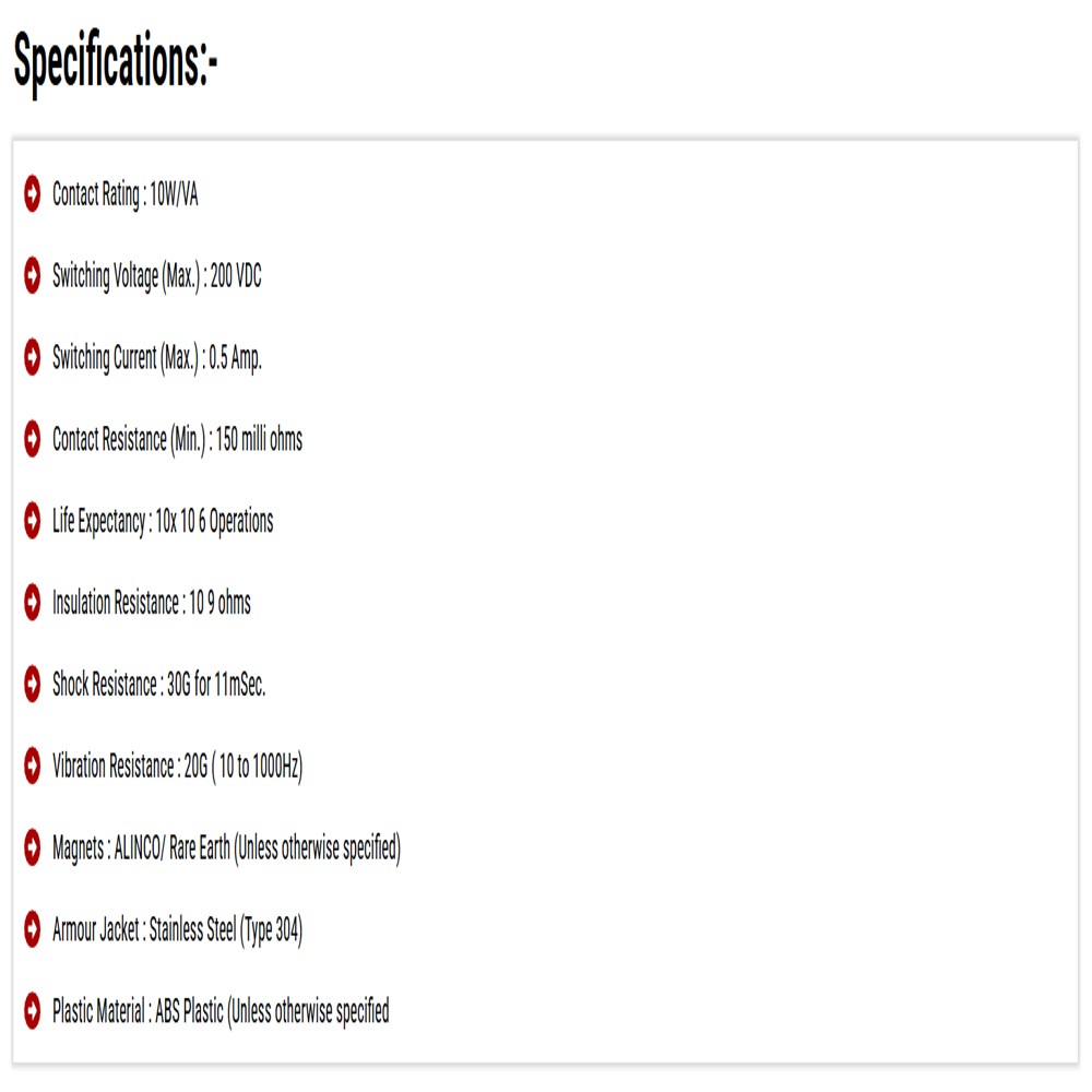 Epoxy Coated Recessed Mount Magnetic Switch 