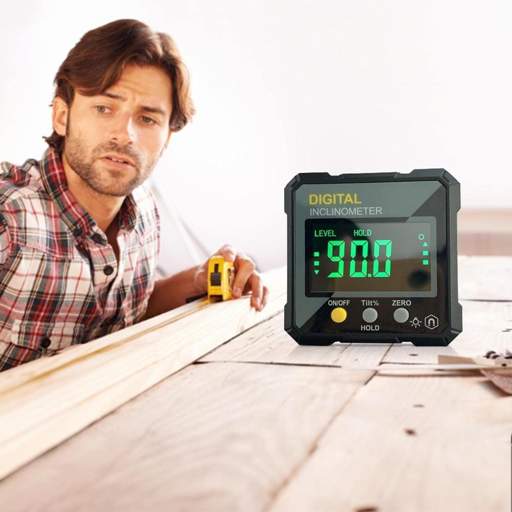 True Sense Digital Angle Fnder 4X90 Magnetic Inclinometer Protractor Precision Level Box, DC55