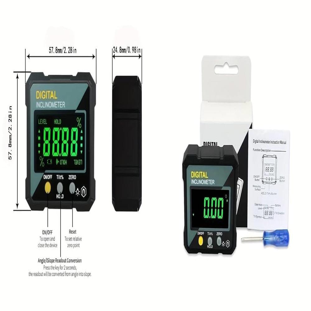 True Sense Digital Angle Fnder 4X90 Magnetic Inclinometer Protractor Precision Level Box, DC55