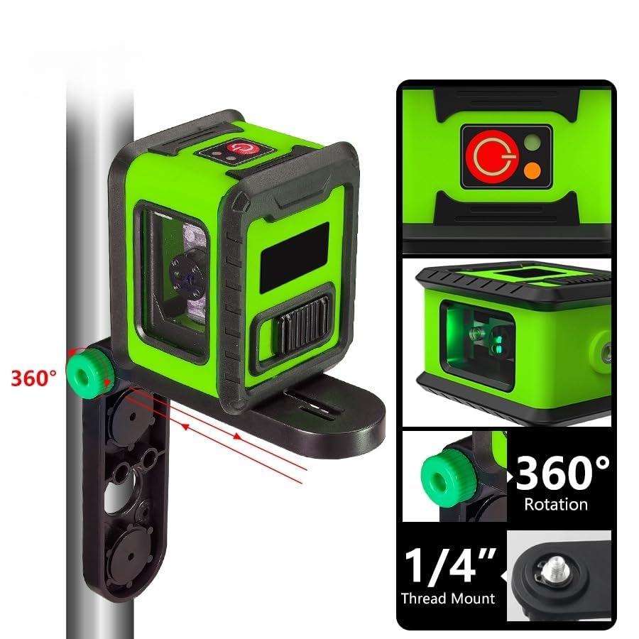True Sense Green Beams 2 Cross Lines Battery Powered Self Leveling Laser Level, LL-03