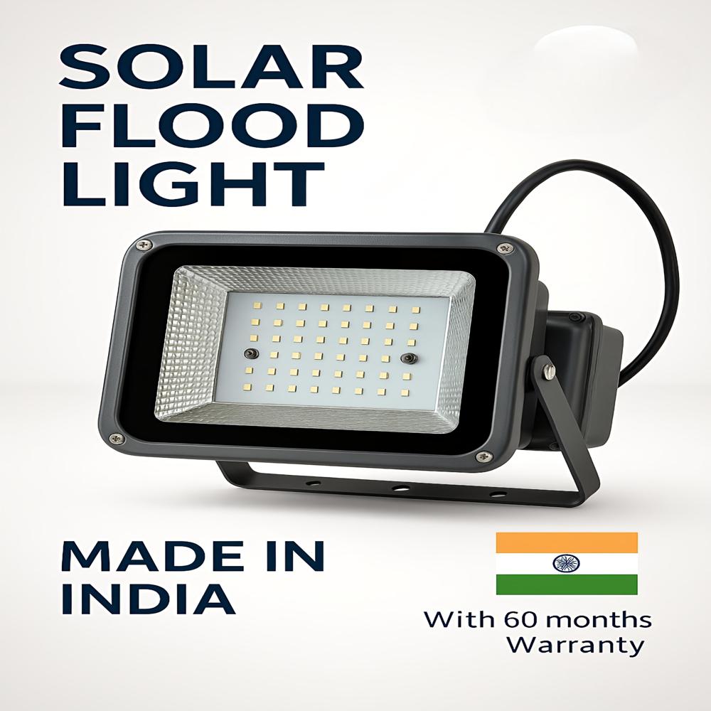 Solar Led Flood Light - Solar Powered, 13-14 Hour Backup | Energy Saving, 5 Year Warranty
