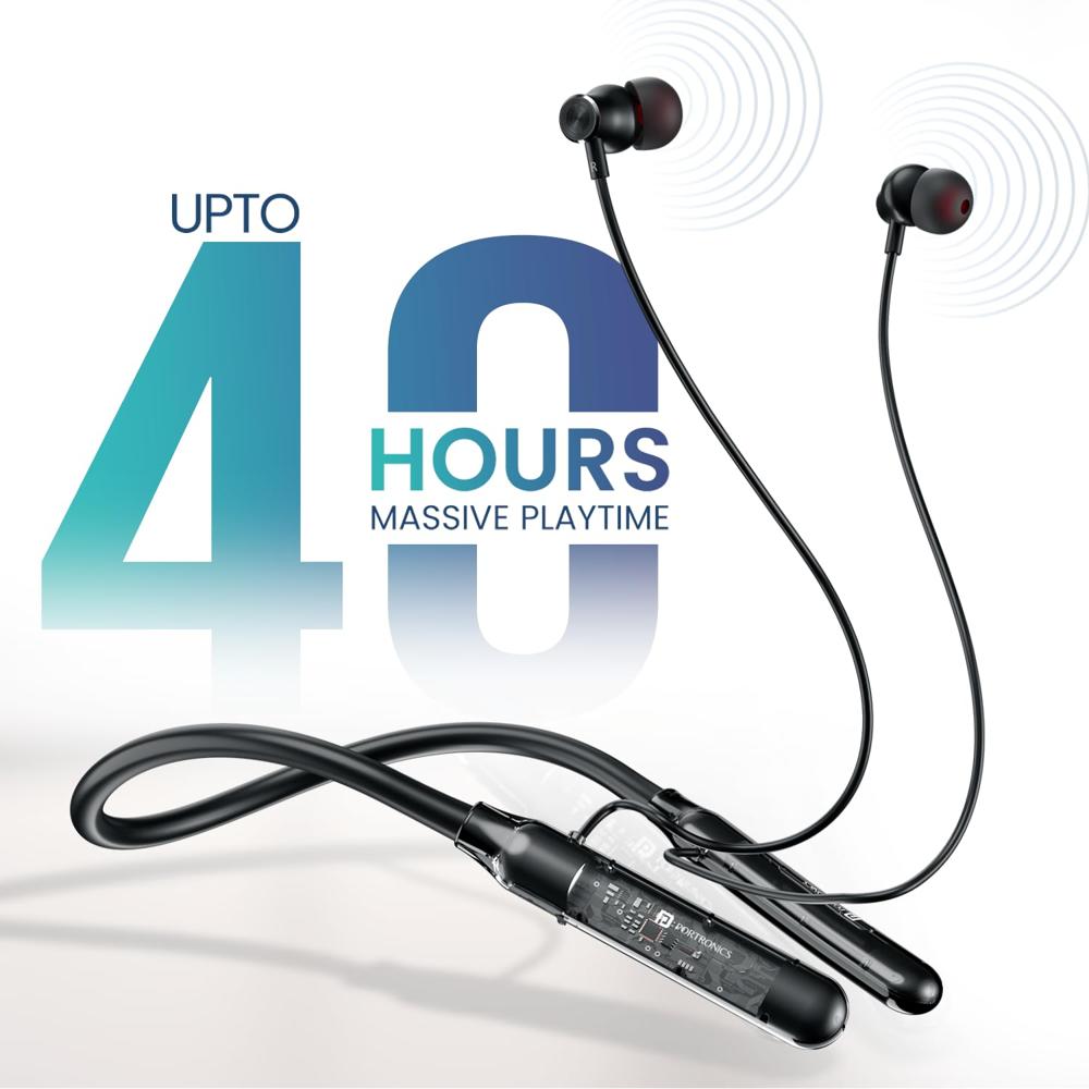 Portronics Harmonics Y3 in Ear Bluetooth Neckband with Upto 40 Hours Playtime & in Line HD Mic,