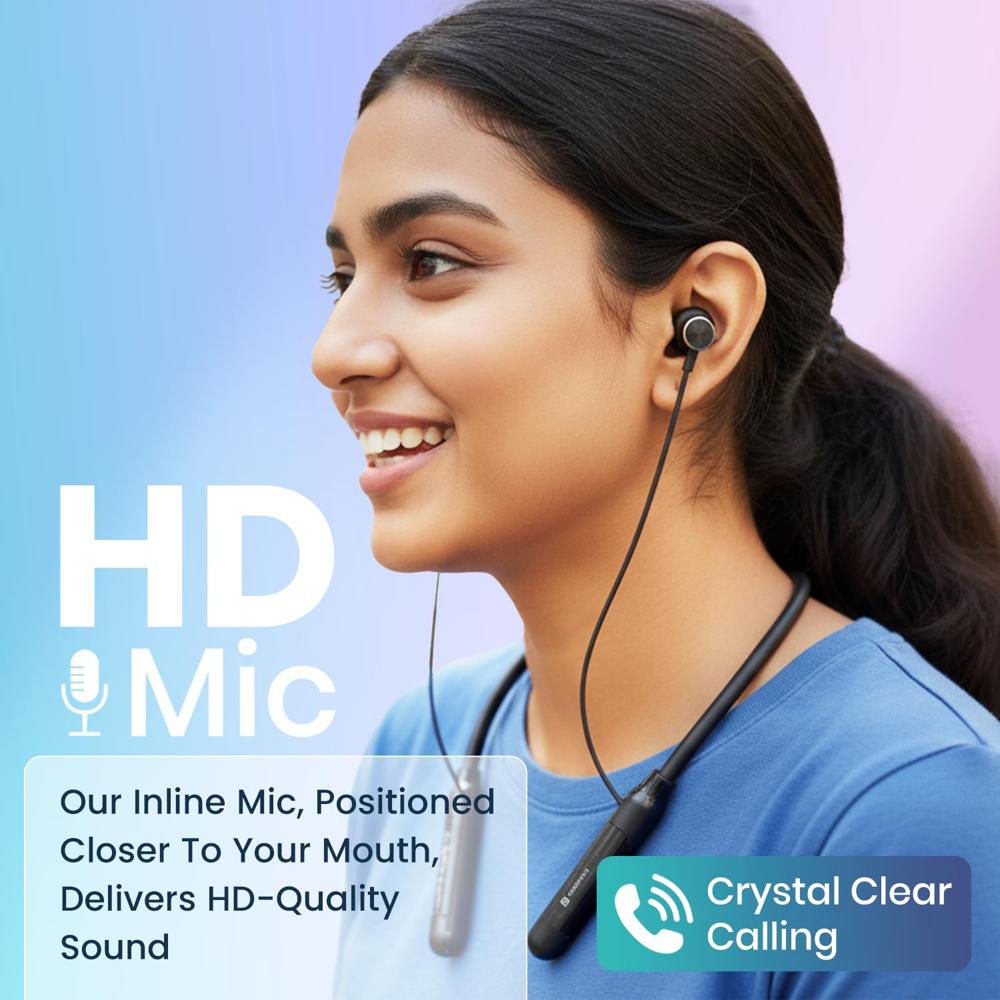 Portronics Harmonics Y3 in Ear Bluetooth Neckband with Upto 40 Hours Playtime & in Line HD Mic,
