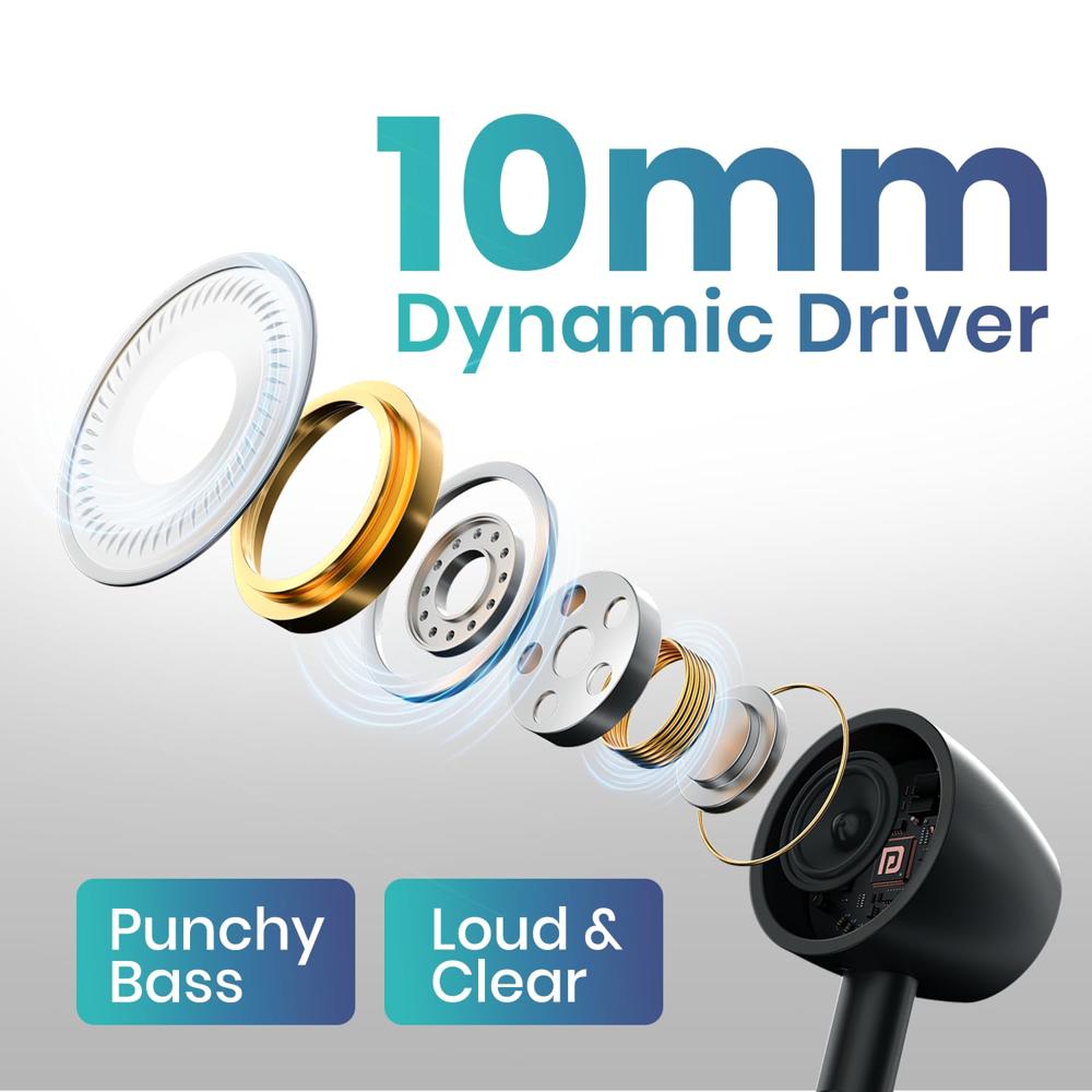 Portronics Harmonics Y3 in Ear Bluetooth Neckband with Upto 40 Hours Playtime & in Line HD Mic,