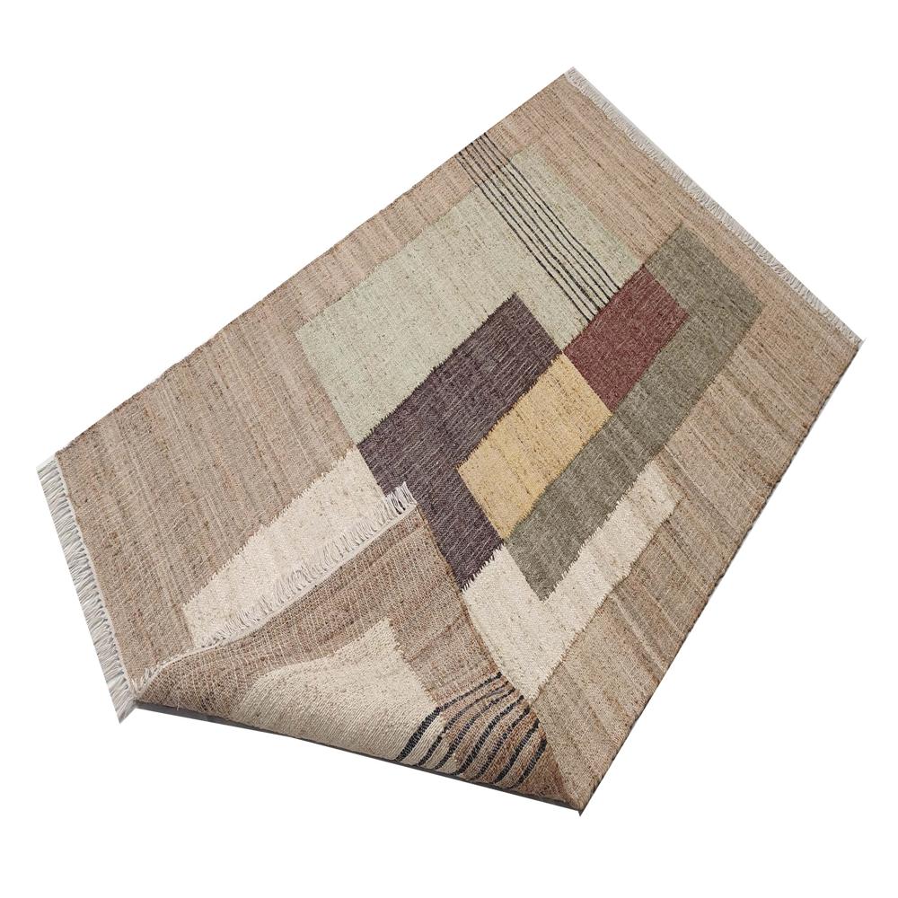 Handwoven Jute Area Rug | Modern Geometric, Neutral Colors