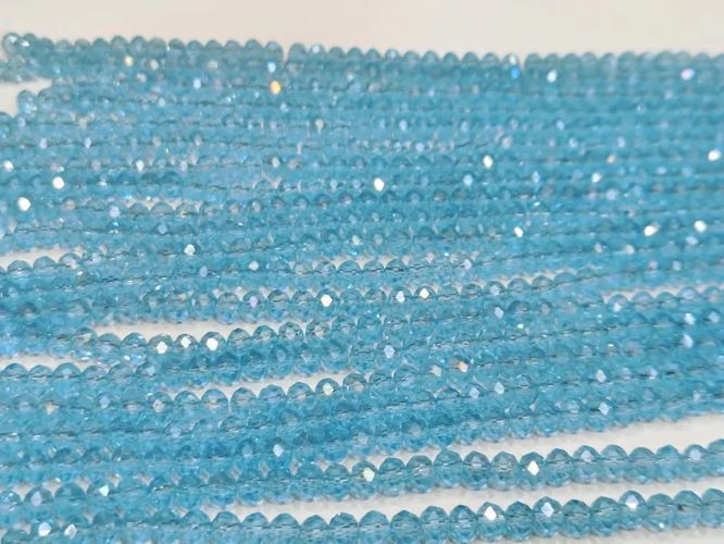 Blue Topaz Hydro Quartz AB Mystic Coated Rondelle Faceted 6mm Beads Strand 15 inches