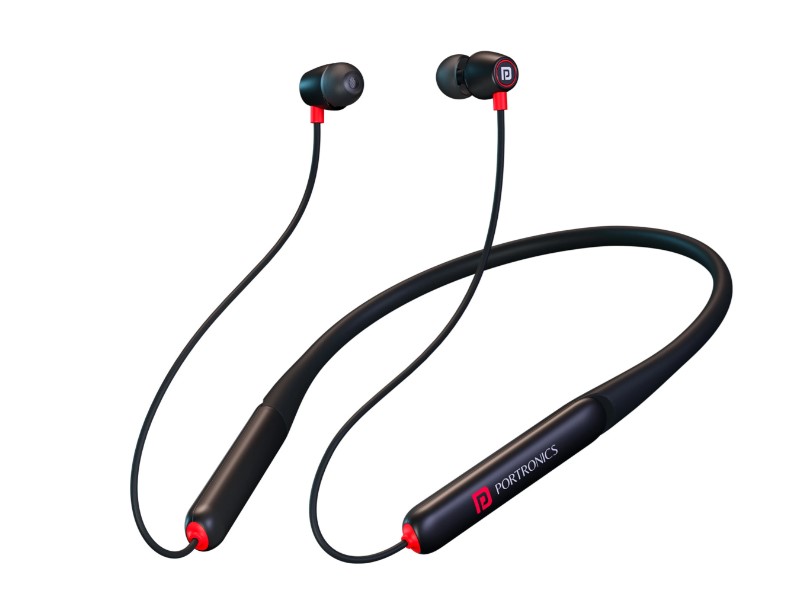 Portronics Harmonics Z11Pro Bluetooth Neckband,Vibration Alert,Magnetic Latch (ON/OFF) Bluetooth Headset (Black, In the Ear)