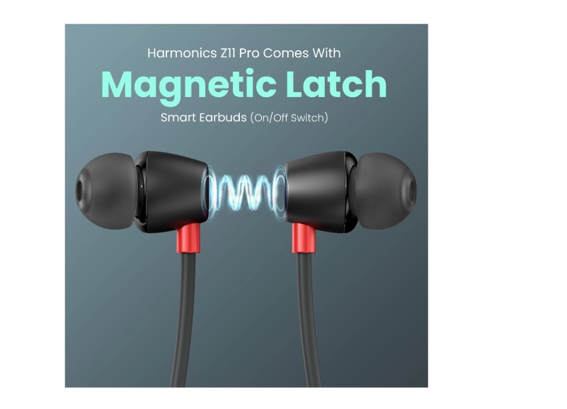 Portronics Harmonics Z11Pro Bluetooth Neckband,Vibration Alert,Magnetic Latch (ON/OFF) Bluetooth Headset (Black, In the Ear)