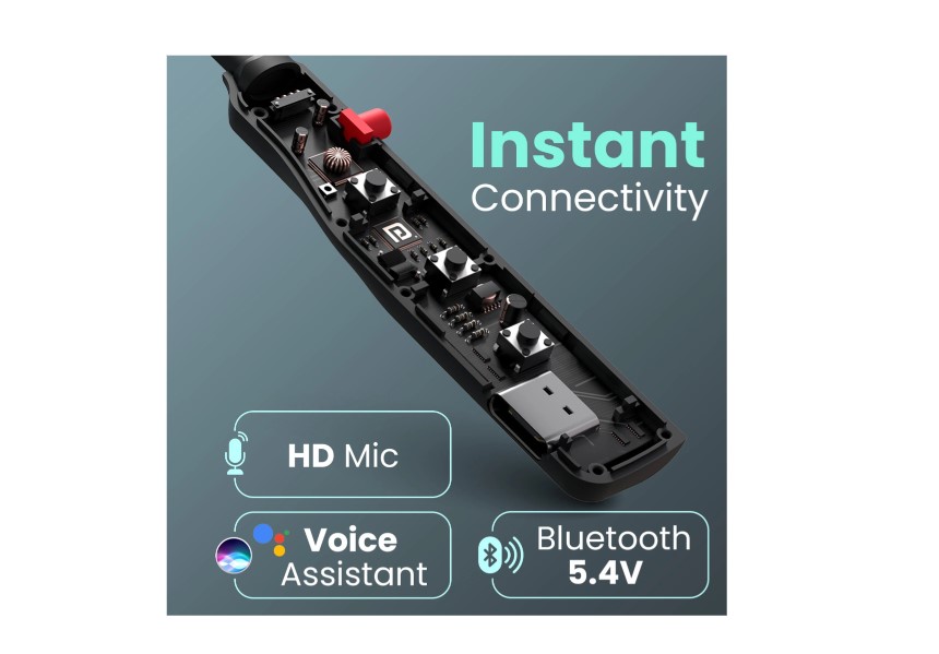Portronics Harmonics Z11Pro Bluetooth Neckband,Vibration Alert,Magnetic Latch (ON/OFF) Bluetooth Headset (Black, In the Ear)