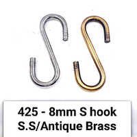 SS425 8mm Antique Brass S Hook