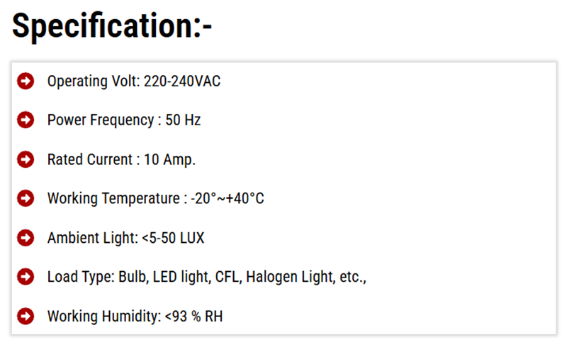 Photocell Day Night Sensor 10 AMP 