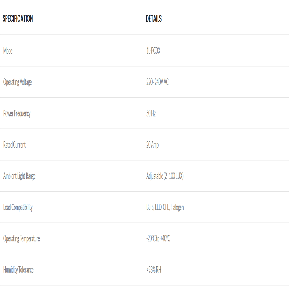 Day Night Sensor 20 AMP 