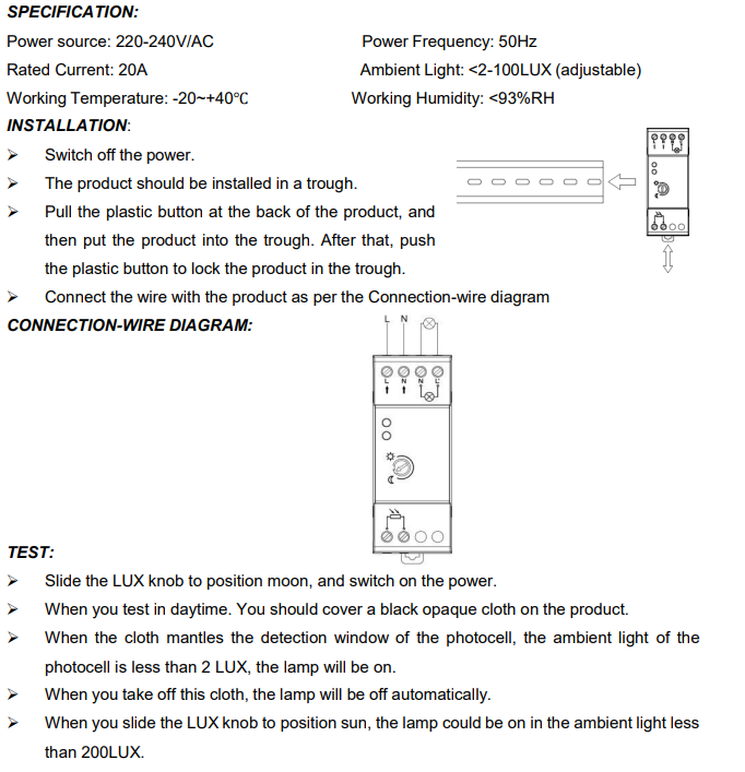 Day Night Sensor 20 Amp - Accuracy: 100 %