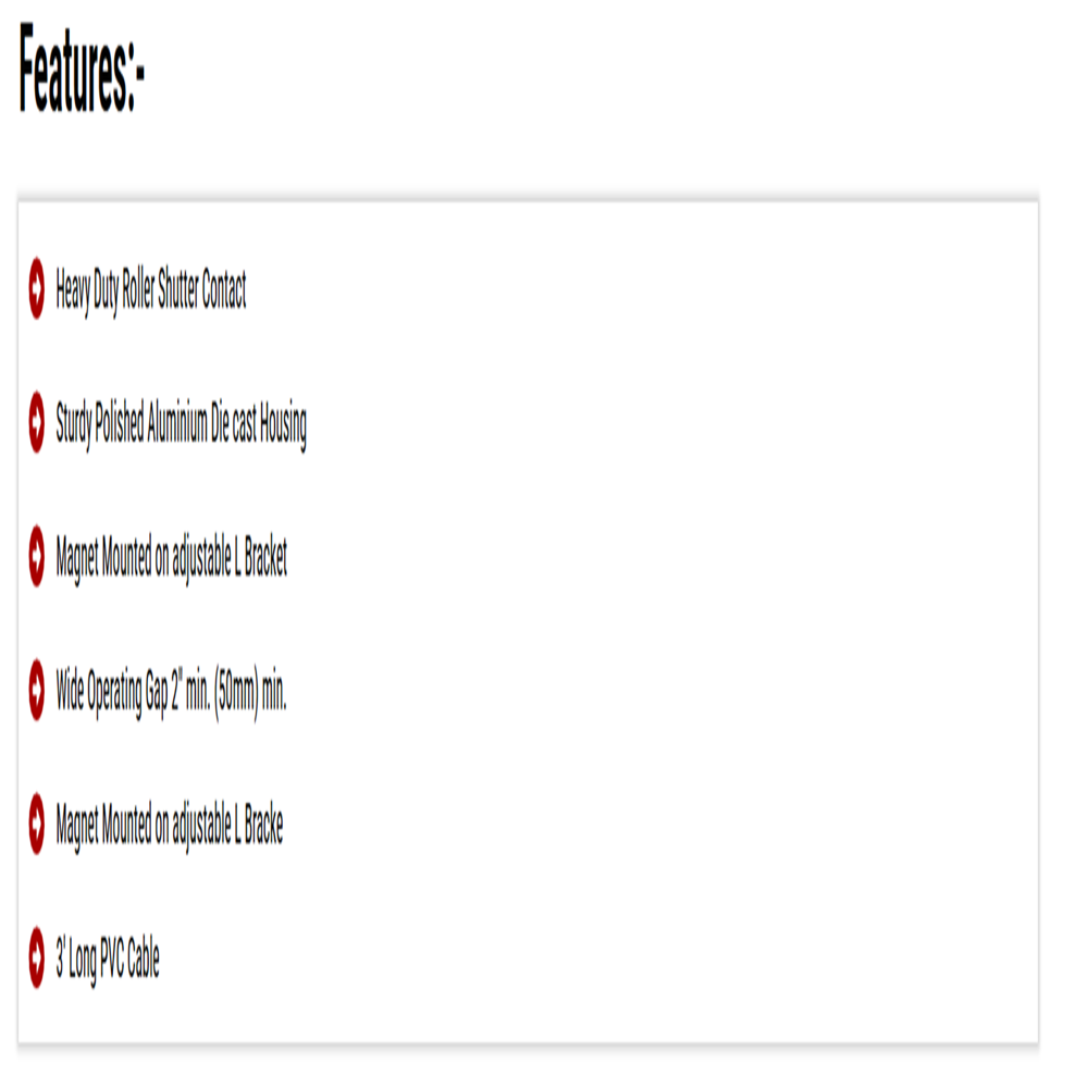 Roller Shutter With L Bracket Recessed Magnetic Reed Switch  