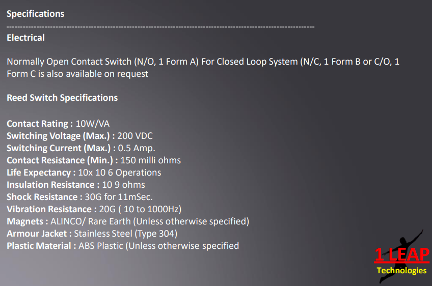 Roller Shutter Stainless Steel Armoured Cable Reed Switch  