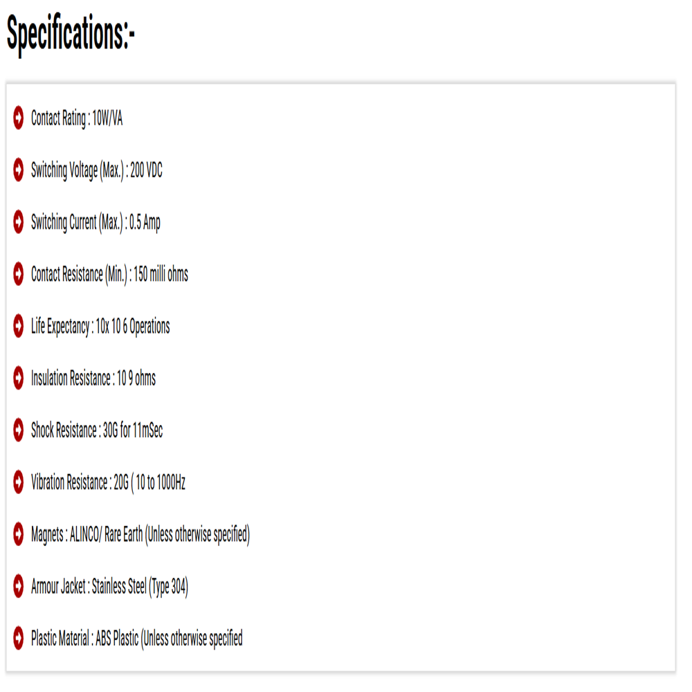 surface-mount contacts  Magnetic Reed Switches 