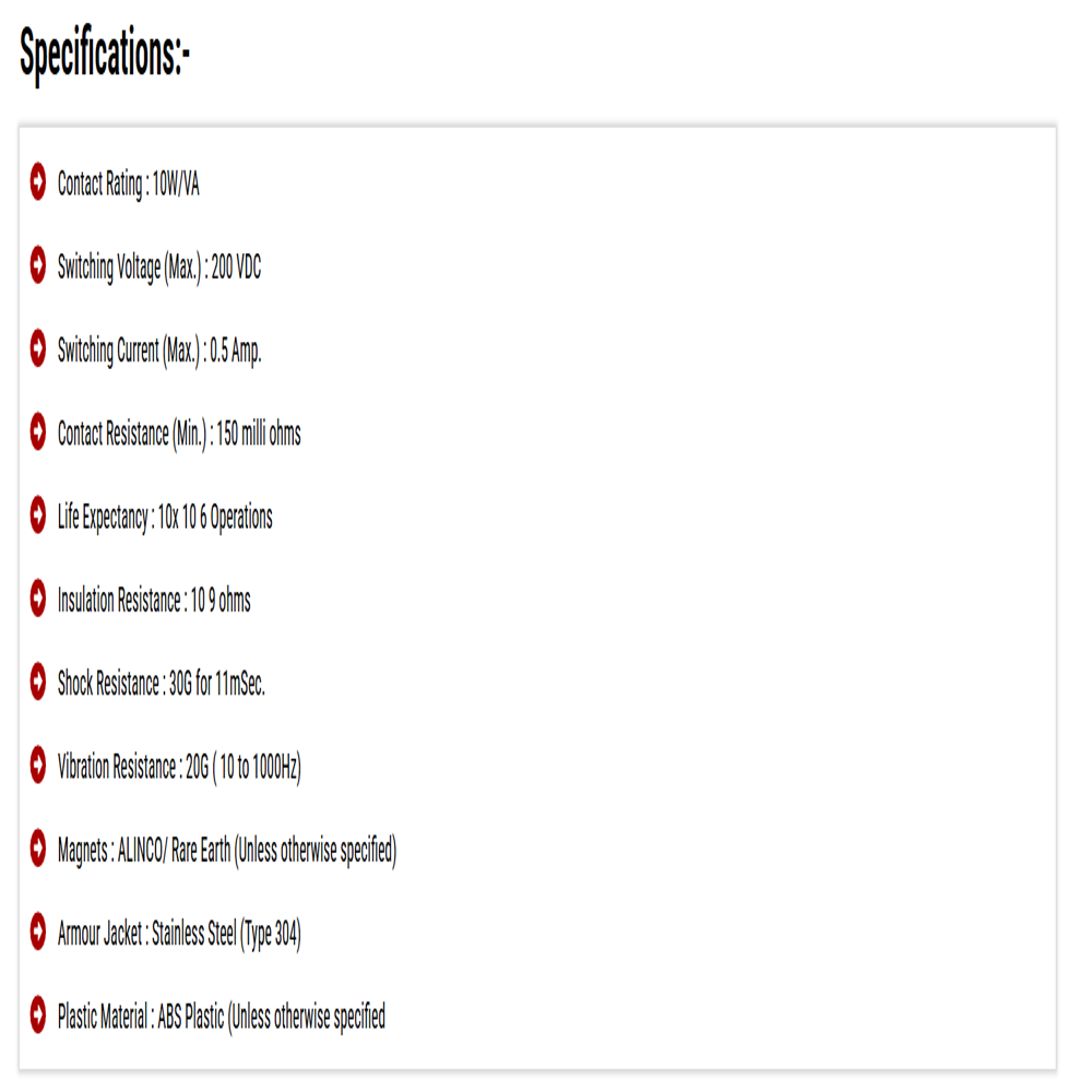 Long Wire Leads Recessed Mount Magnetic Switch 