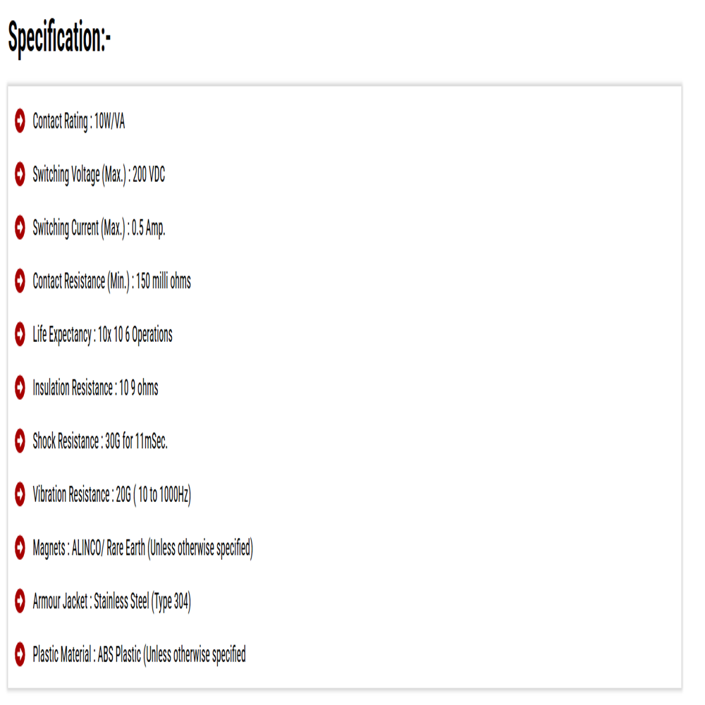 Long Wire Leads Recessed Mount Magnetic Switch 