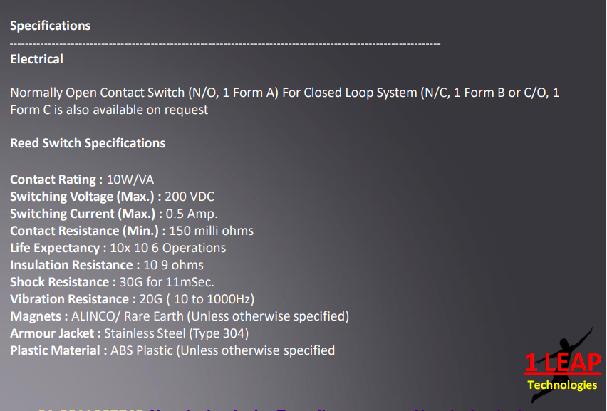 3/8 Dia with Adaptor Holder Recessed Mount Magnetic Switch
