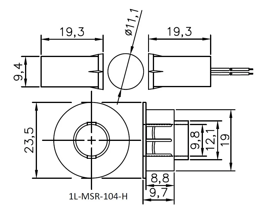 3/8 Dia with Adaptor Holder Recessed Mount Magnetic Switch