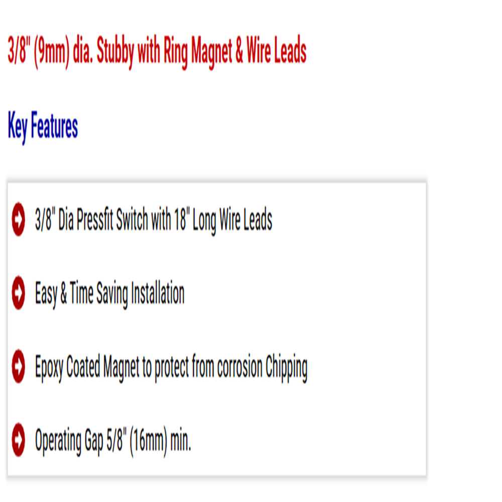 Epoxy Coated Magnet Recessed Mount Magnetic Switch 