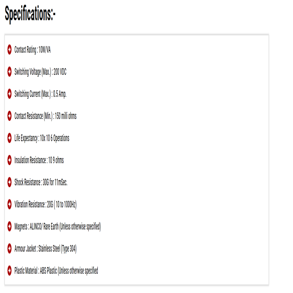 Epoxy Coated Magnet Recessed Mount Magnetic Switch 