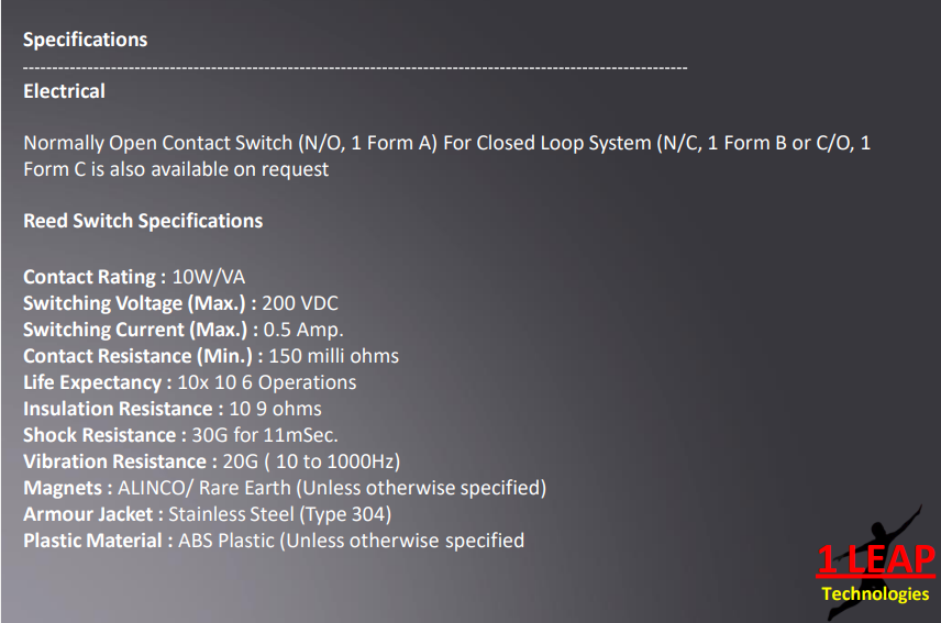 Epoxy Coated Magnet Recessed Mount Magnetic Switch 