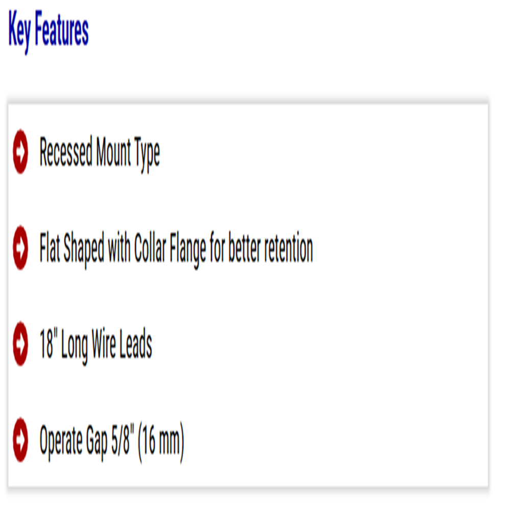 Flat Shaped with Collar Flange Recessed Mount Magnetic Reed Switch 