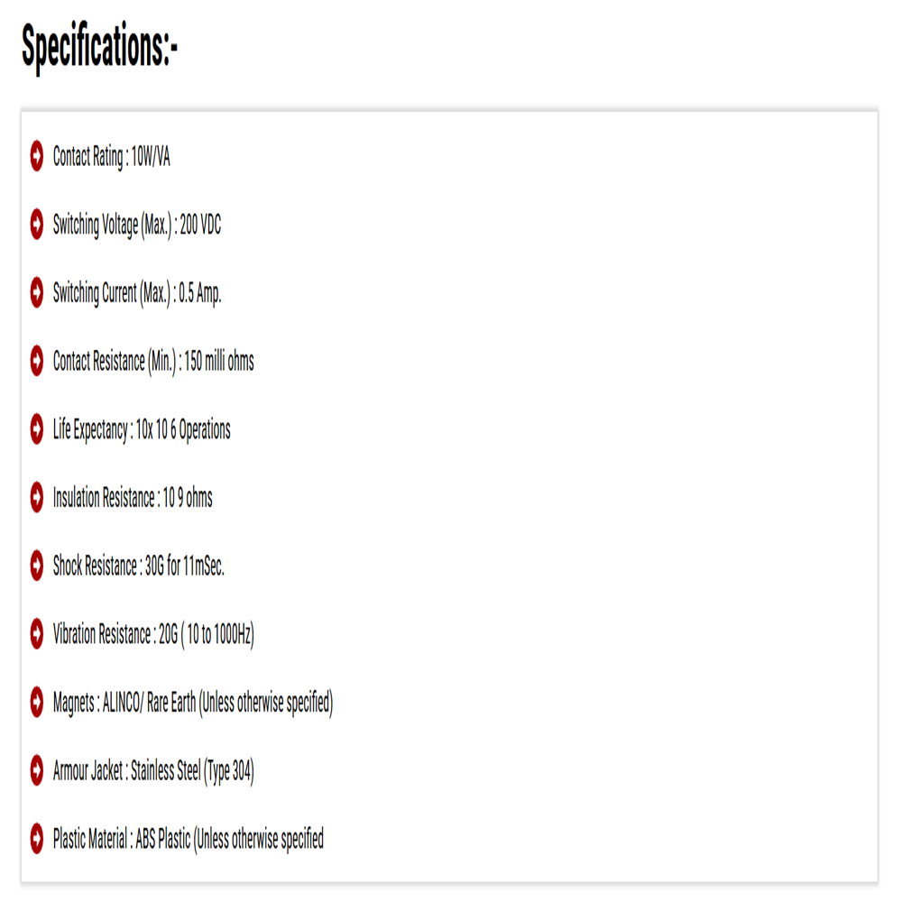 Flat Shaped with Collar Flange Recessed Mount Magnetic Reed Switch 