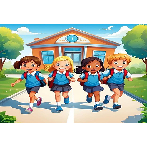 Play School Cartoon Theme Base Wall Painting