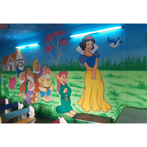 Play School Cartoon Theme Base Wall Painting