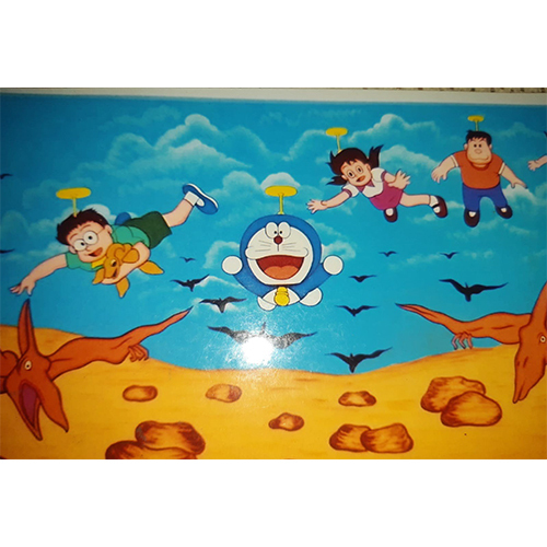 Play School Cartoon Theme Base Wall Painting