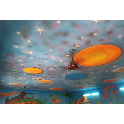 Play School Cartoon Theme Base Wall Painting