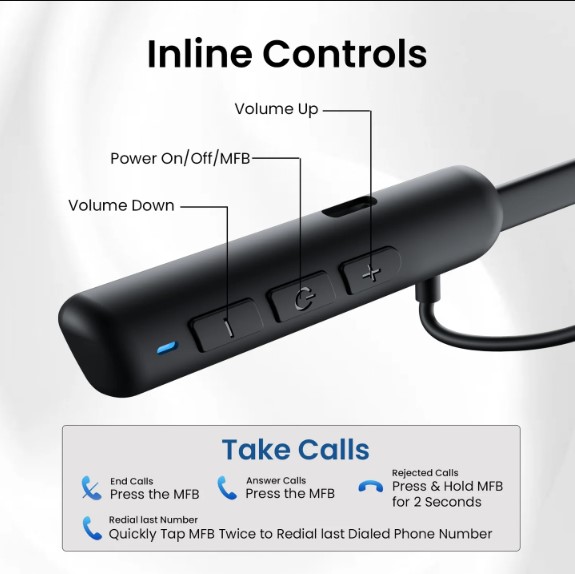 PORTRONICS Harmonics Z10 35 Hour Playtime | Inline Control | Water Resistant | Magnetic Latch